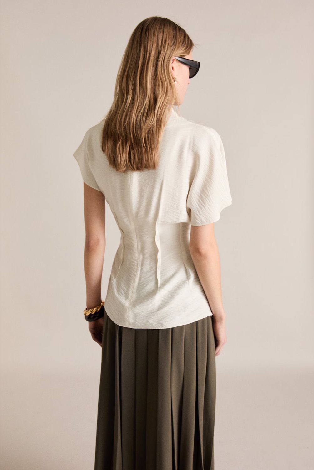 MANGO - Blusa Drapeada Textura Mujer Mango
