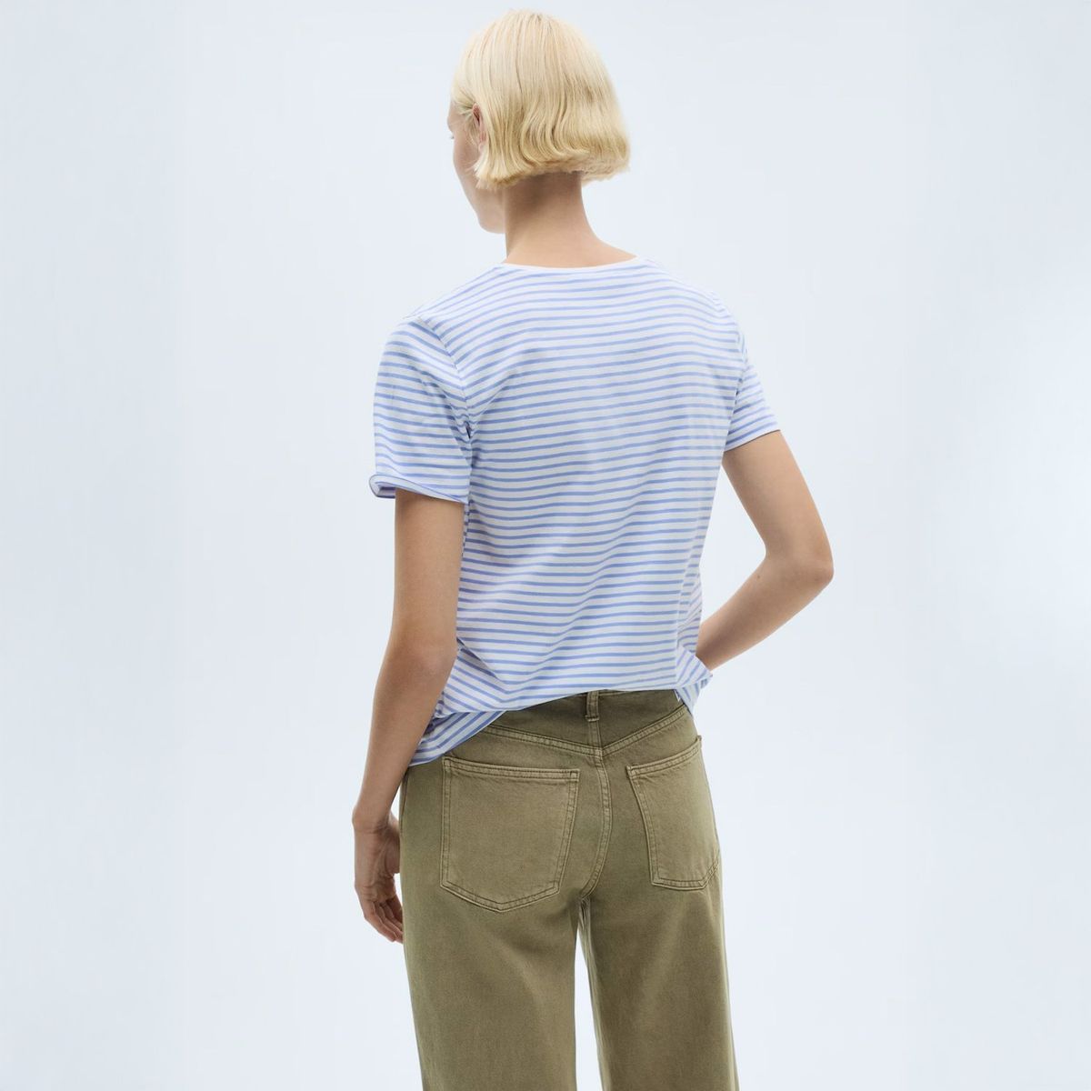 MANGO - Polera Manga Corta Rayas Algodón Mujer Mango