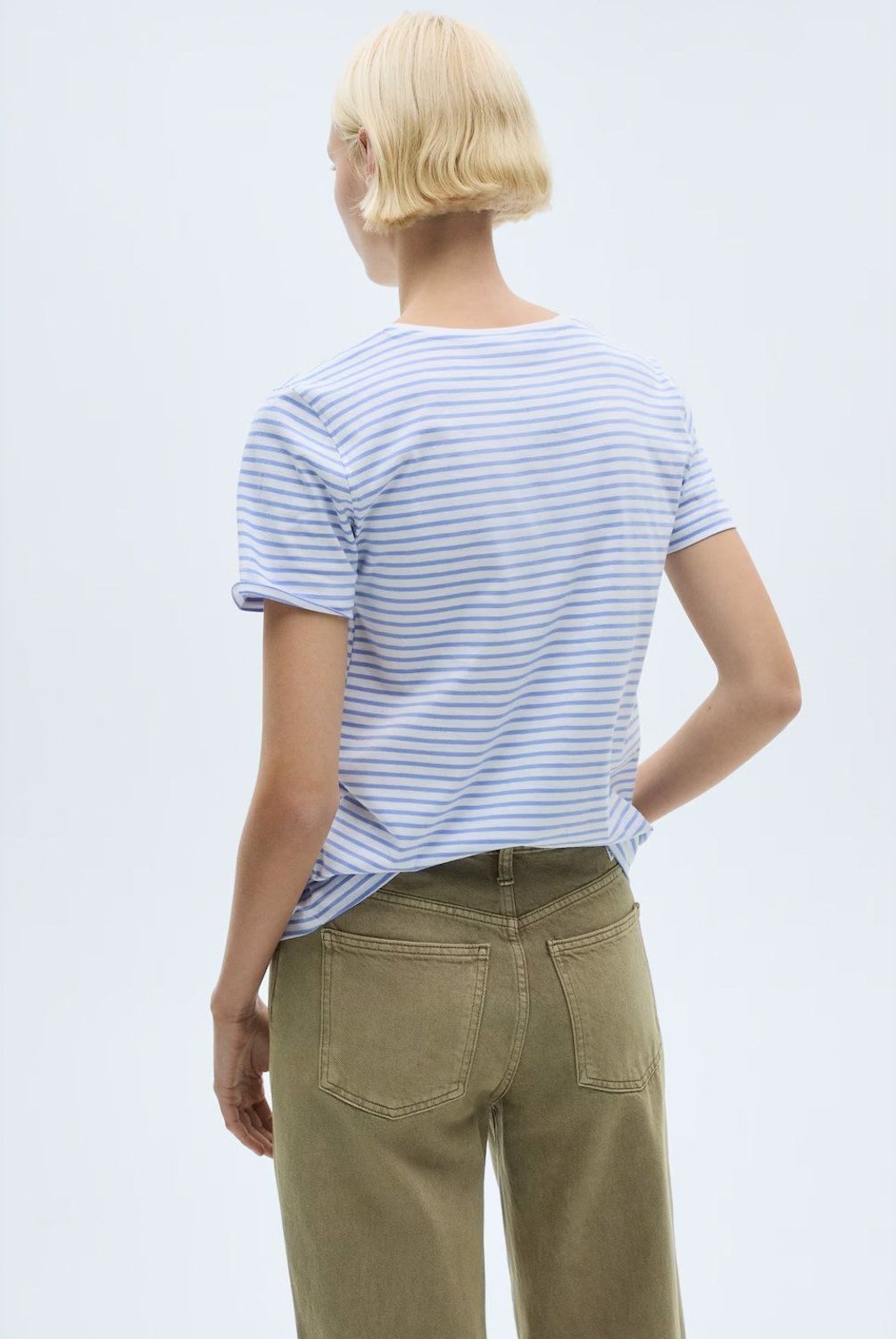MANGO - Polera Manga Corta Rayas Algodón Mujer Mango