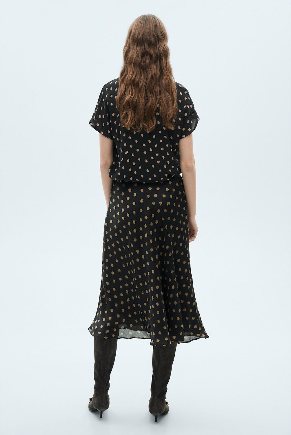 MANGO - Falda Midi Topos Mujer Mango