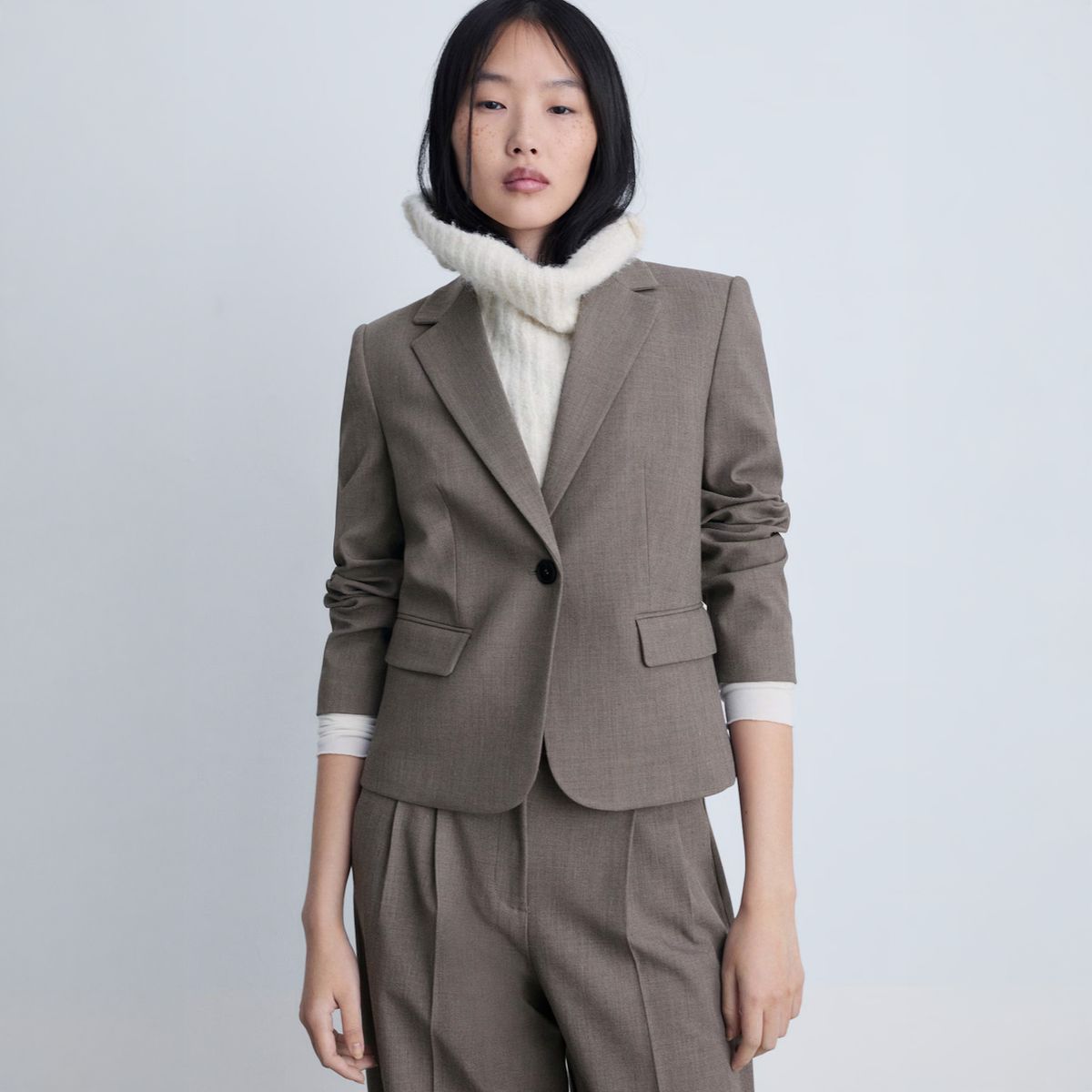 MANGO - Blazer Traje Crop Mujer Mango