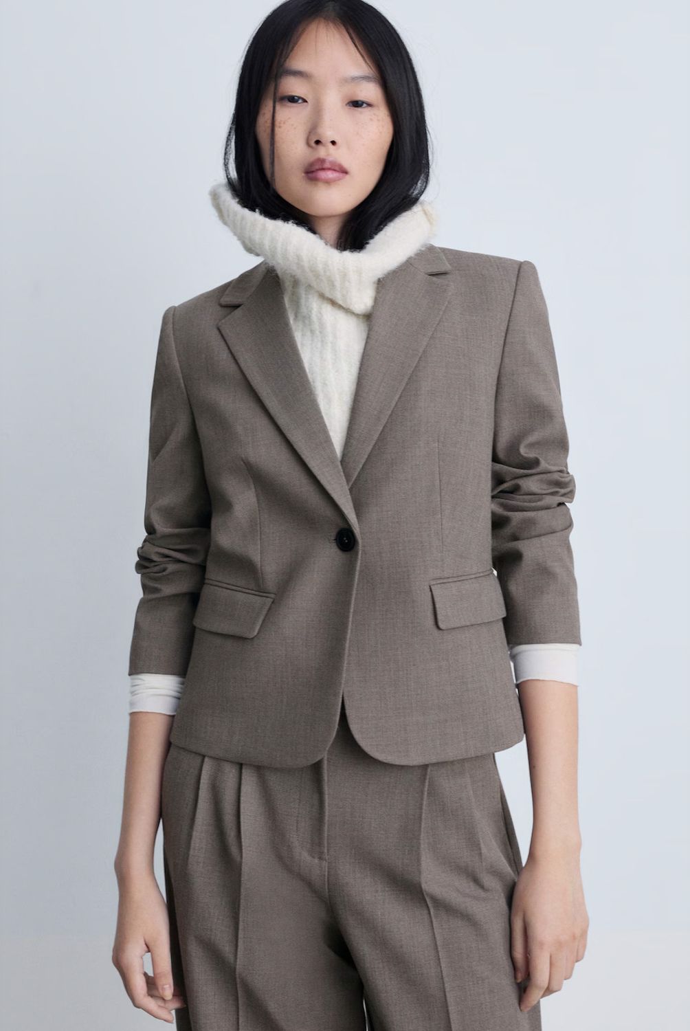 MANGO - Blazer Traje Crop Mujer Mango