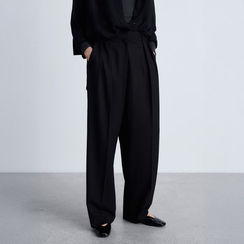 MANGO - Pantalón Pinzas Wideleg Mujer Mango