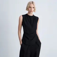 MANGO - Blusa Drapeada Sin Mangas Mujer