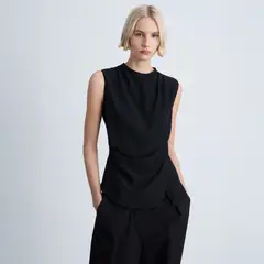 MANGO - Blusa Drapeada Sin Mangas Mujer