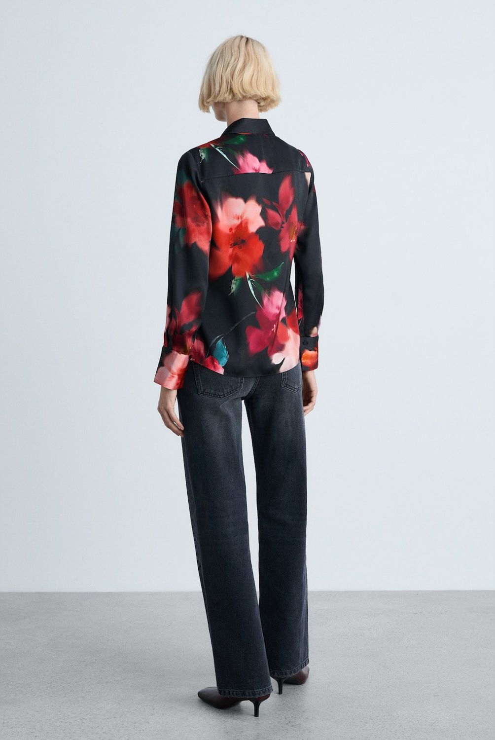 MANGO - Camisa Satinada Estampada Mujer Mango