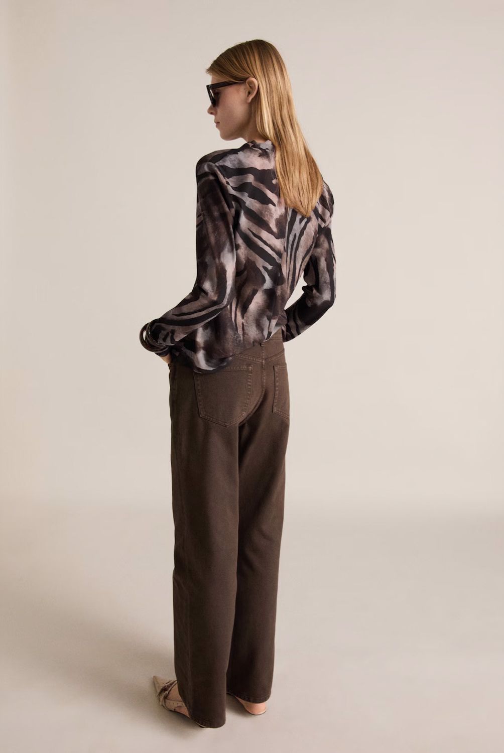 MANGO - Blusa Satinada Cebra Mujer Mango