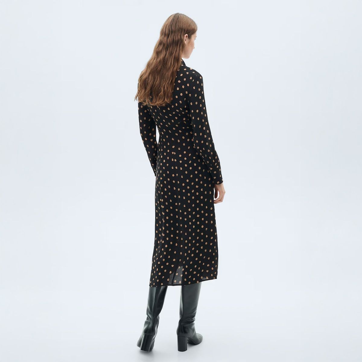 MANGO - Vestido Camisero Topos Detalle Nudo Mujer Mango