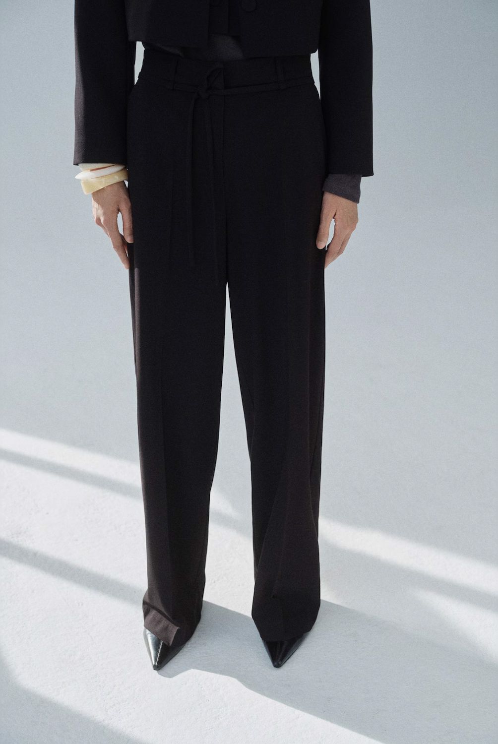 MANGO - Pantalón Traje Recto Lazo Mujer Mango