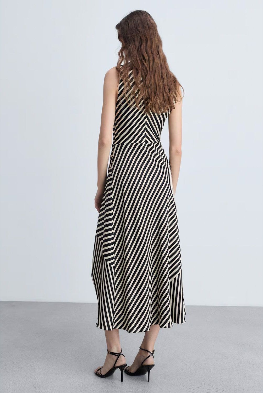 MANGO - Vestido Asimétrico Estampado Rayas Mujer Mango