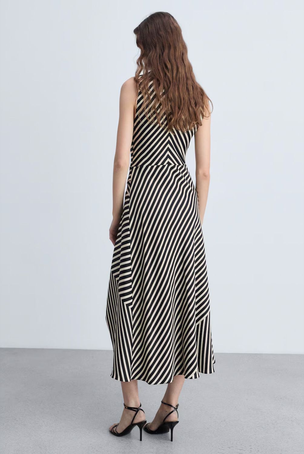 MANGO - Vestido Asimétrico Estampado Rayas Mujer Mango