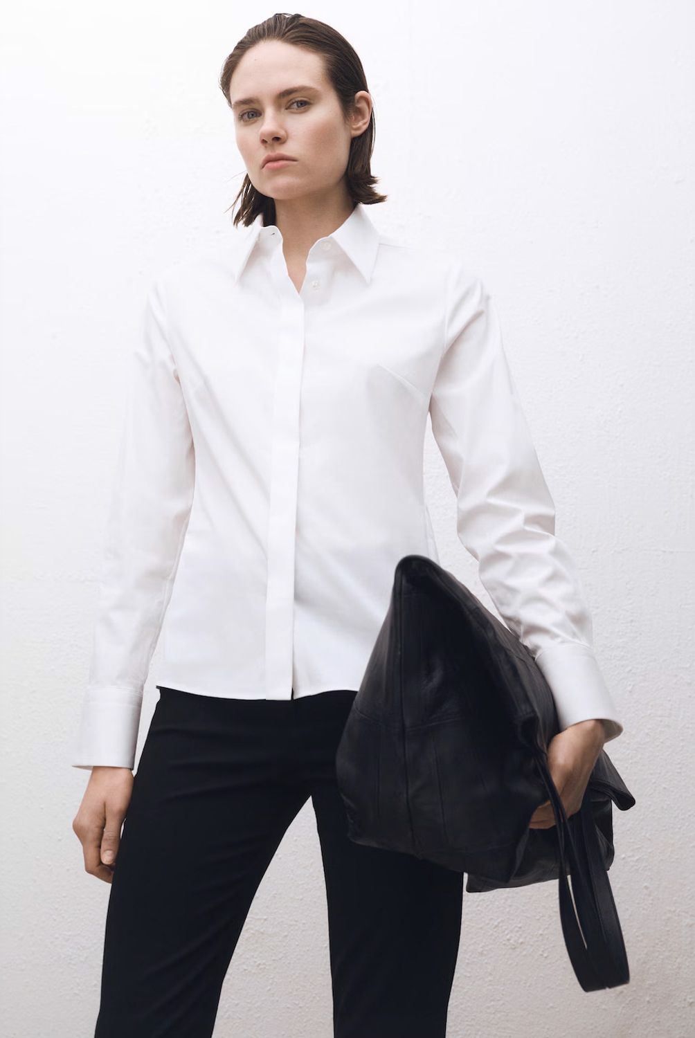 MANGO - Camisa Popelín Entallada Mujer Mango