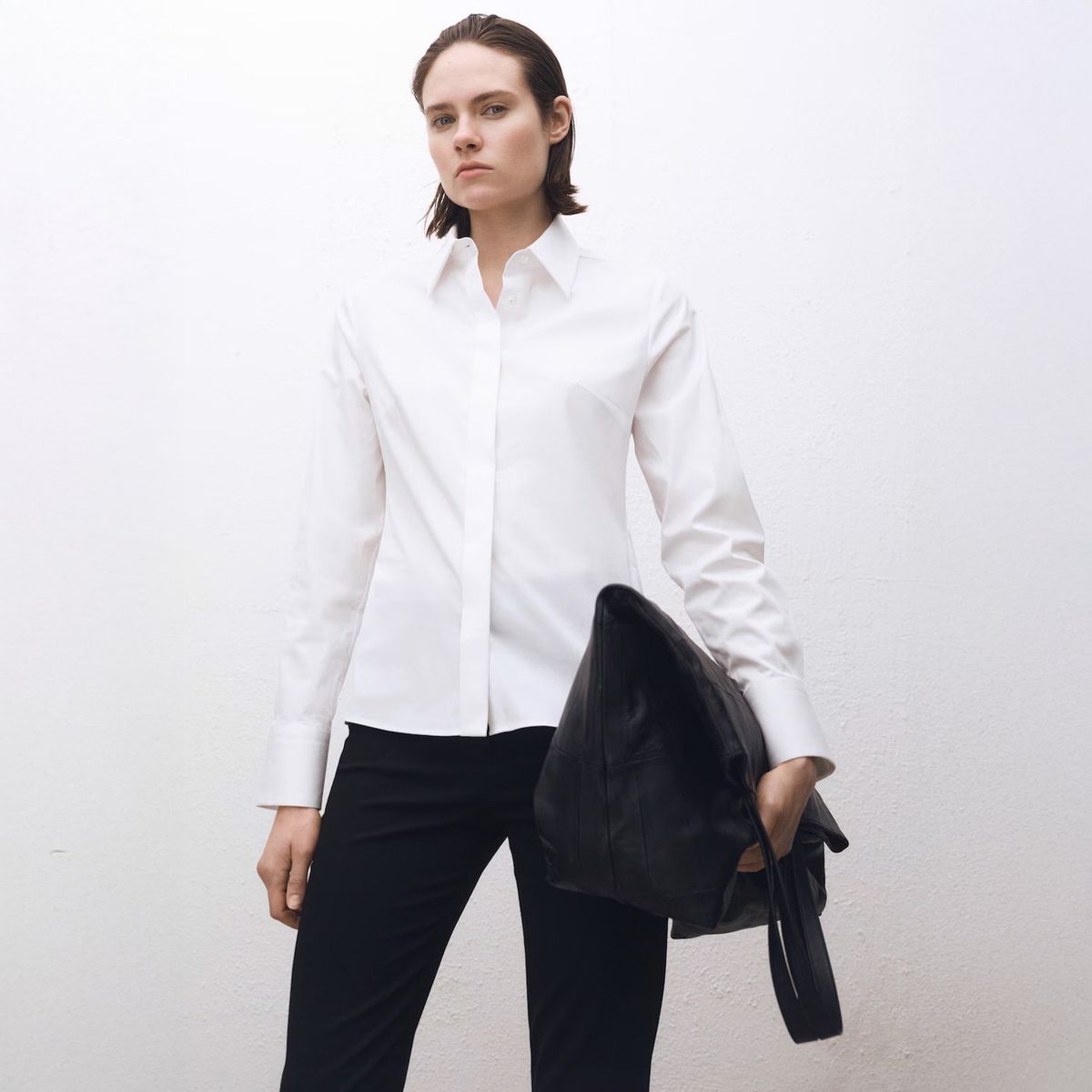 MANGO - Camisa Popelín Entallada Mujer Mango