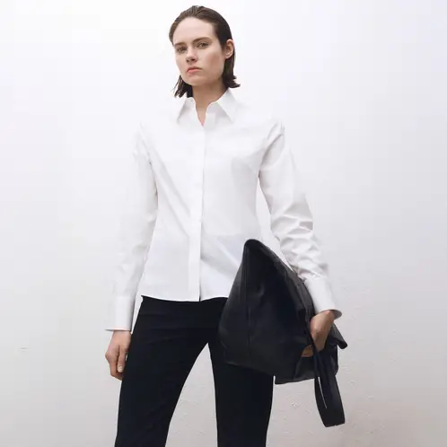 MANGO - Camisa Popelín Entallada Mujer
