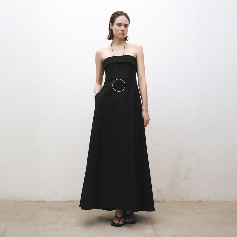 MANGO - Vestido Evasé Palabra De Honor Mujer Mango