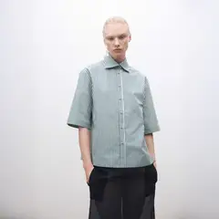 MANGO - Camisa Rayas Manga Corta Algodón Mujer