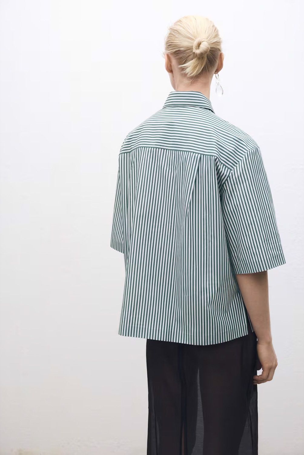MANGO - Camisa Rayas Manga Corta Algodón Mujer Mango