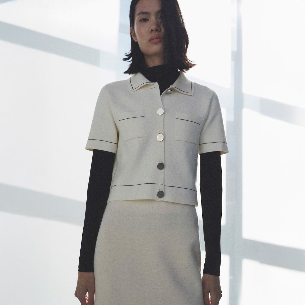 MANGO - Cárdigan Crop Ribetes Contraste Mujer Mango