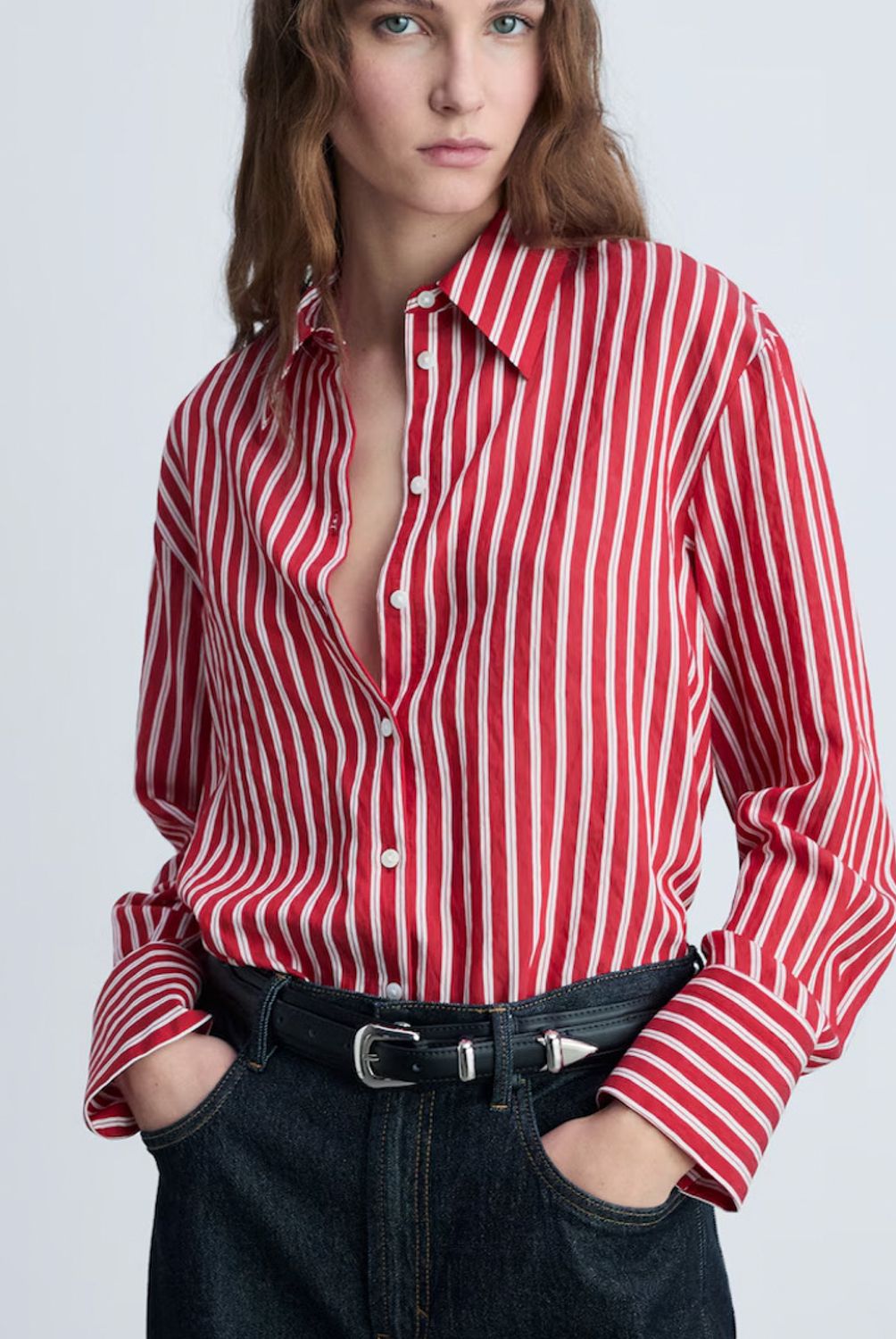MANGO - Camisa Recta Rayas Mujer Mango