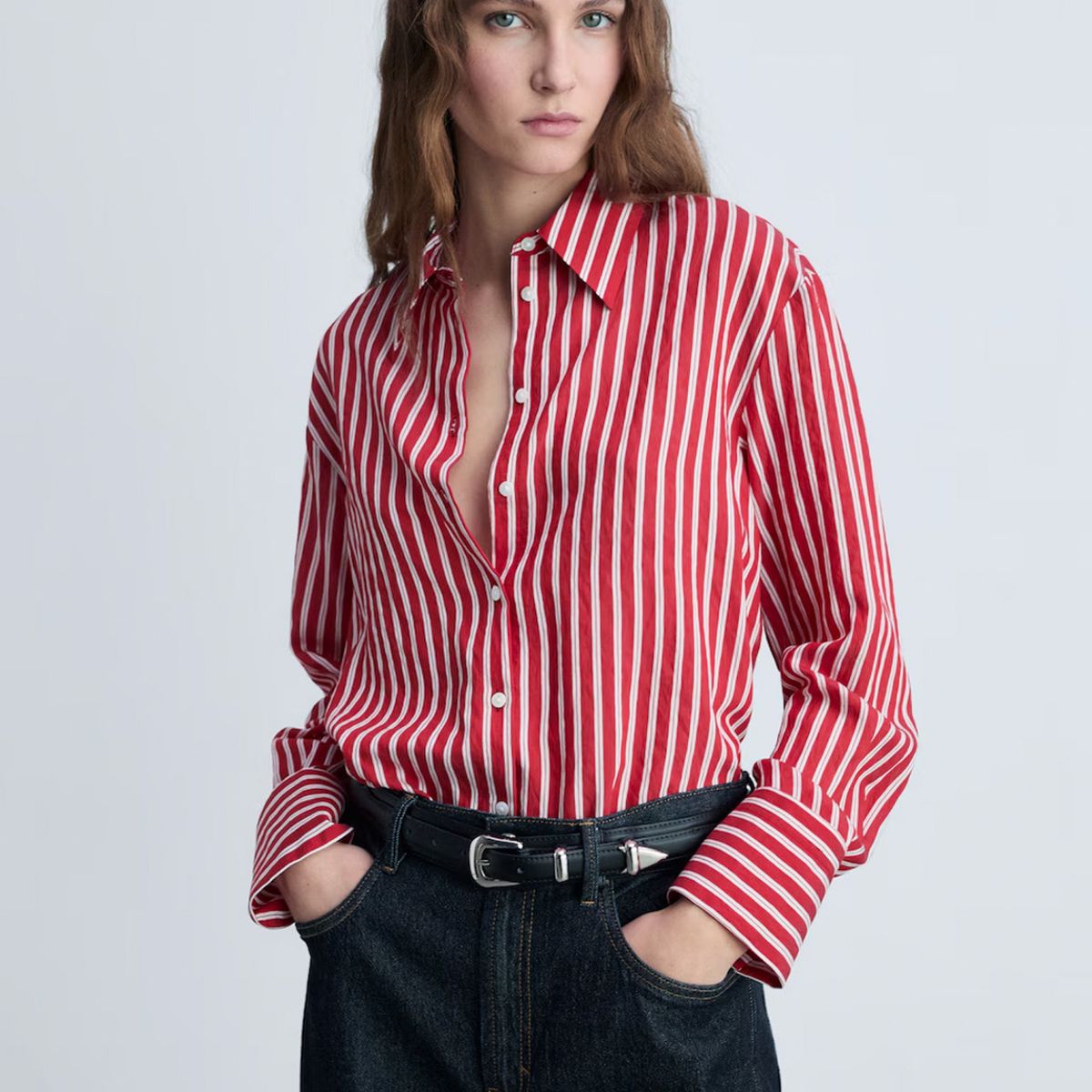 MANGO - Camisa Recta Rayas Mujer Mango