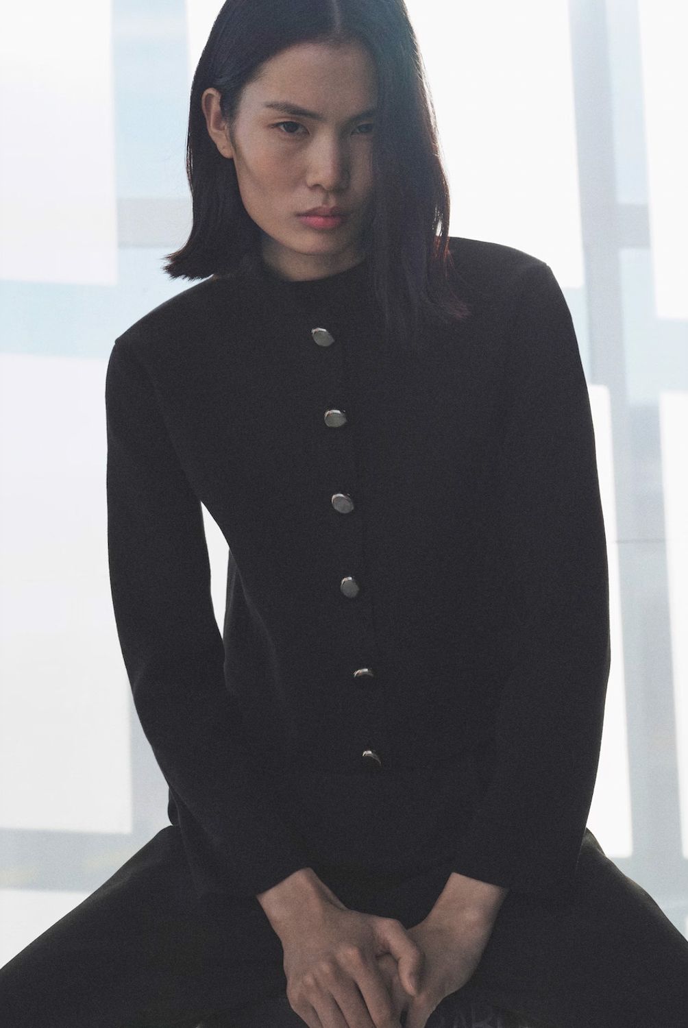 MANGO - Chaqueta Cuello Tira Botones Joya Mujer Mango