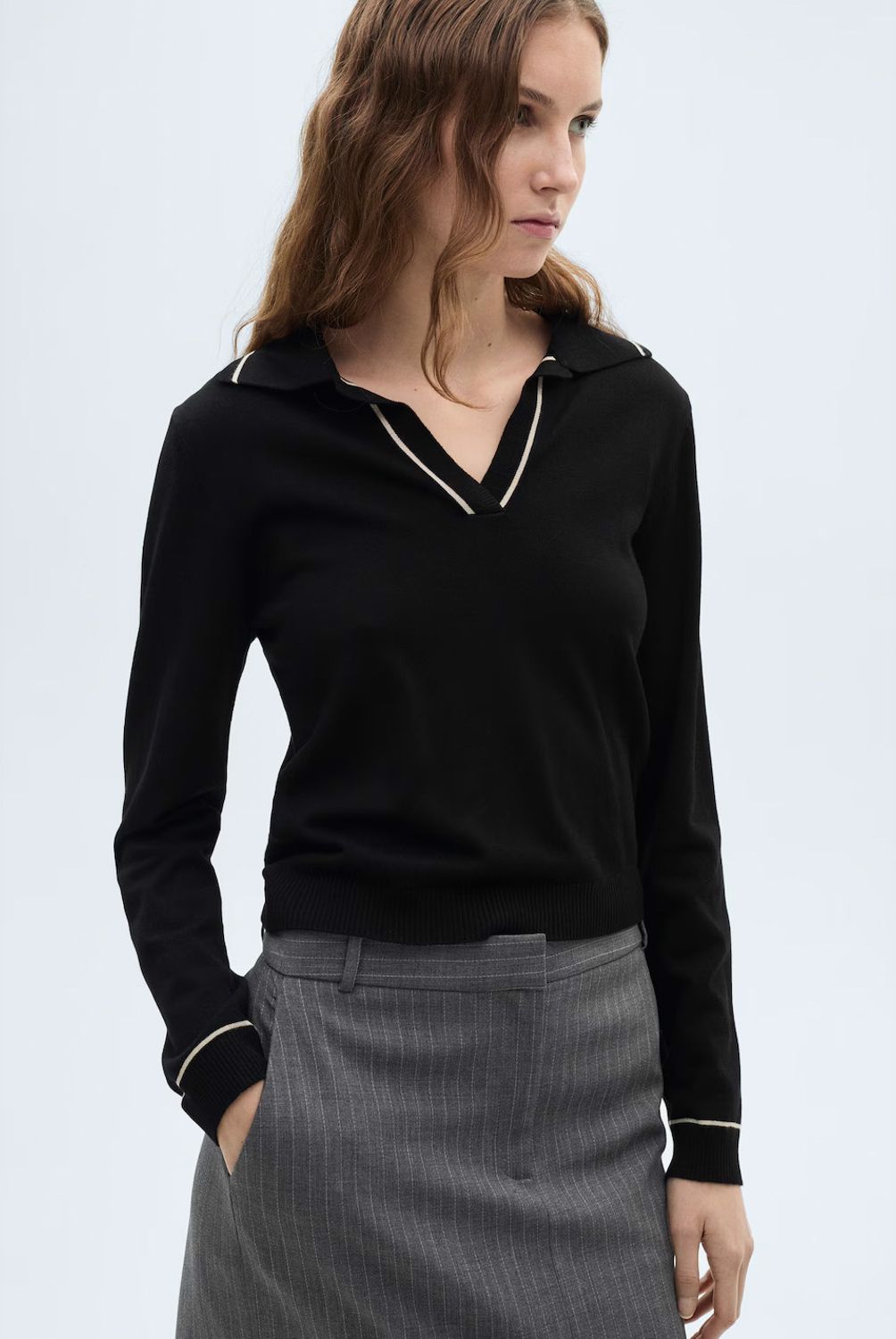 MANGO - Sweater Solapas Contraste Ribetes Mujer Mango