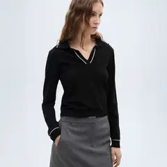 MANGO - Sweater Solapas Contraste Ribetes Mujer