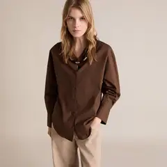 MANGO - Camisa Algodón Satinada Mujer