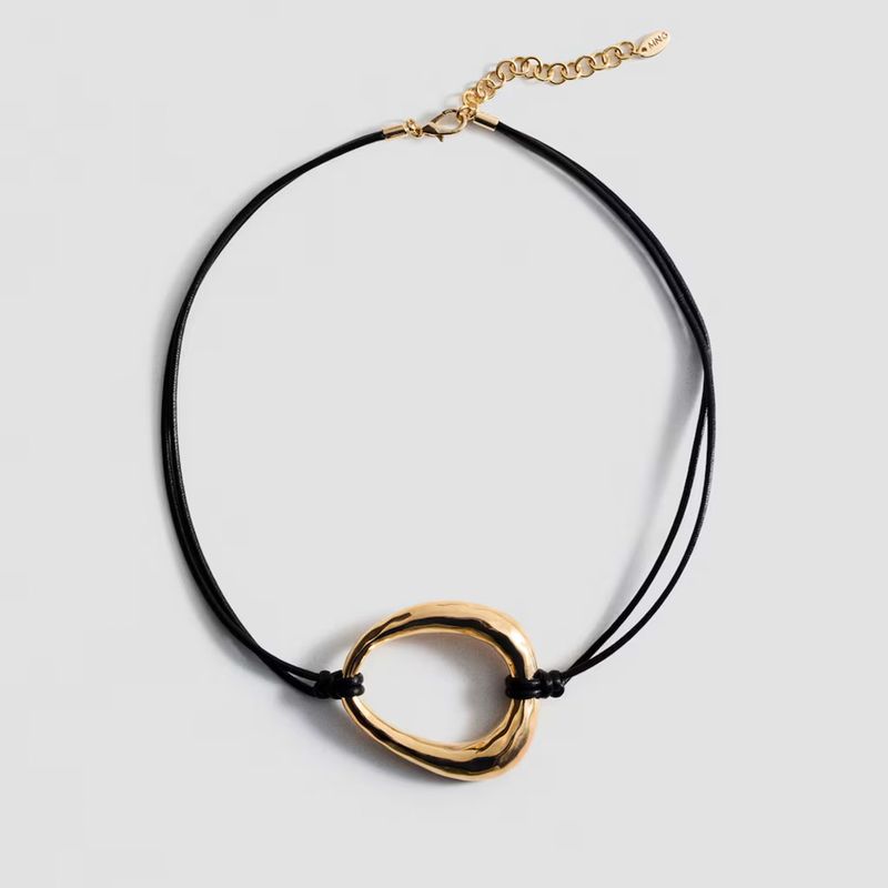 MANGO - Collar Cordón Pieza Metálica Mujer Mango