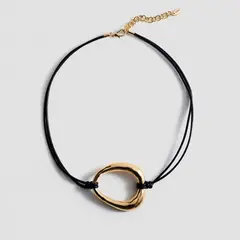 MANGO - Collar Cordón Pieza Metálica Mujer