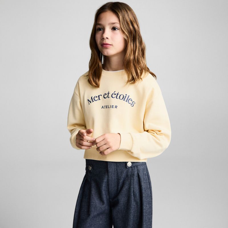 MANGO KIDS - Polerón Algodón Mensaje Niña Mango Kids