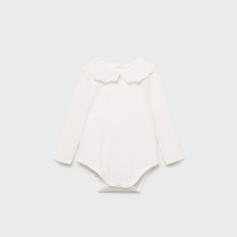MANGO KIDS - Body Cuello Babydoll Bordado Bebé Niña Mango Kids