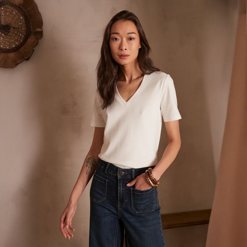 MAISON 123 - Polera Manga Corta 100% Algodón Mujer Maison 123