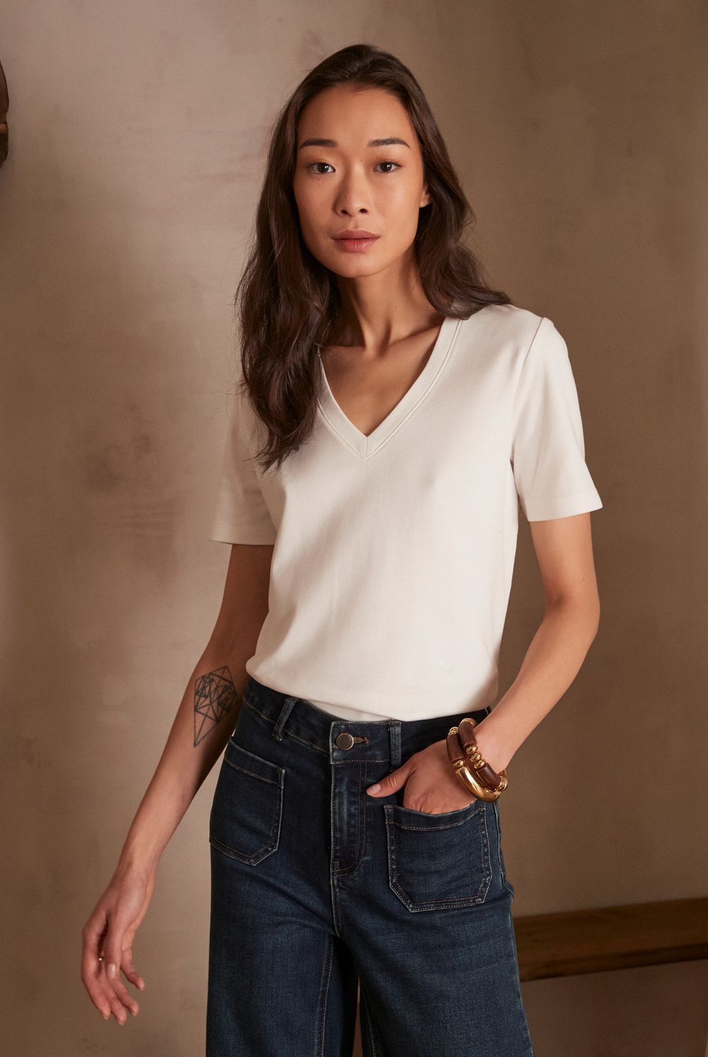 MAISON 123 - Polera Manga Corta 100% Algodón Mujer Maison 123