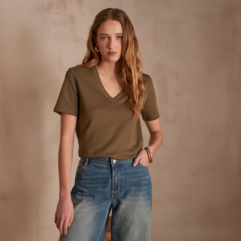 MAISON 123 - Polera Manga Corta 100% Algodón Mujer Maison 123