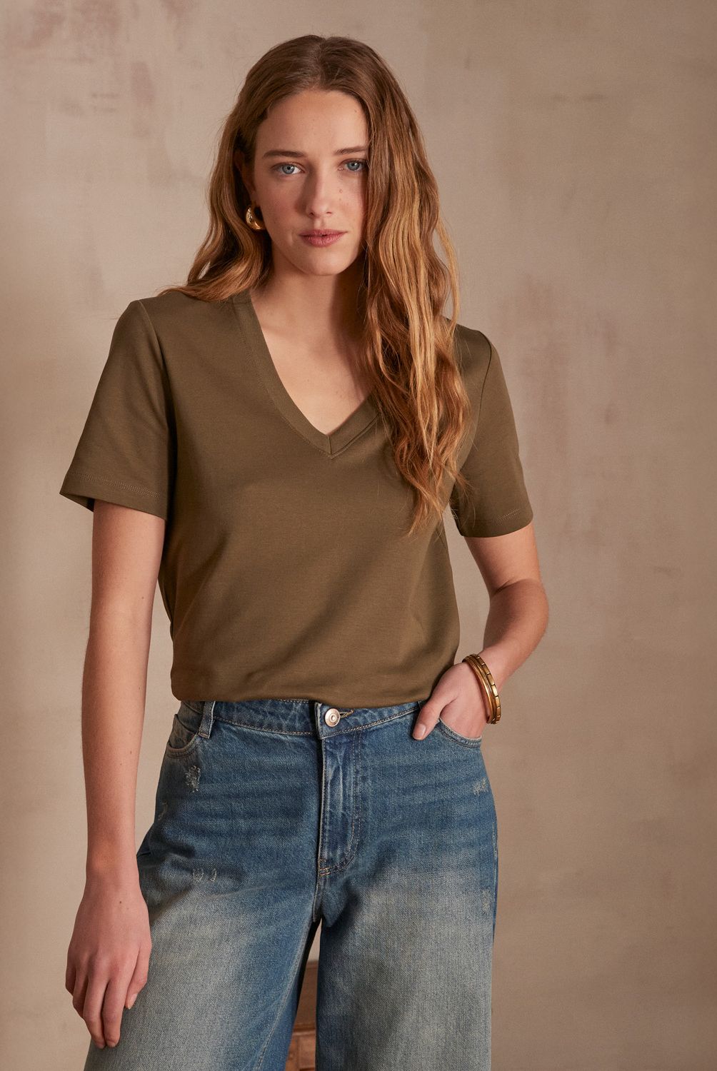 MAISON 123 - Polera Manga Corta 100% Algodón Mujer Maison 123
