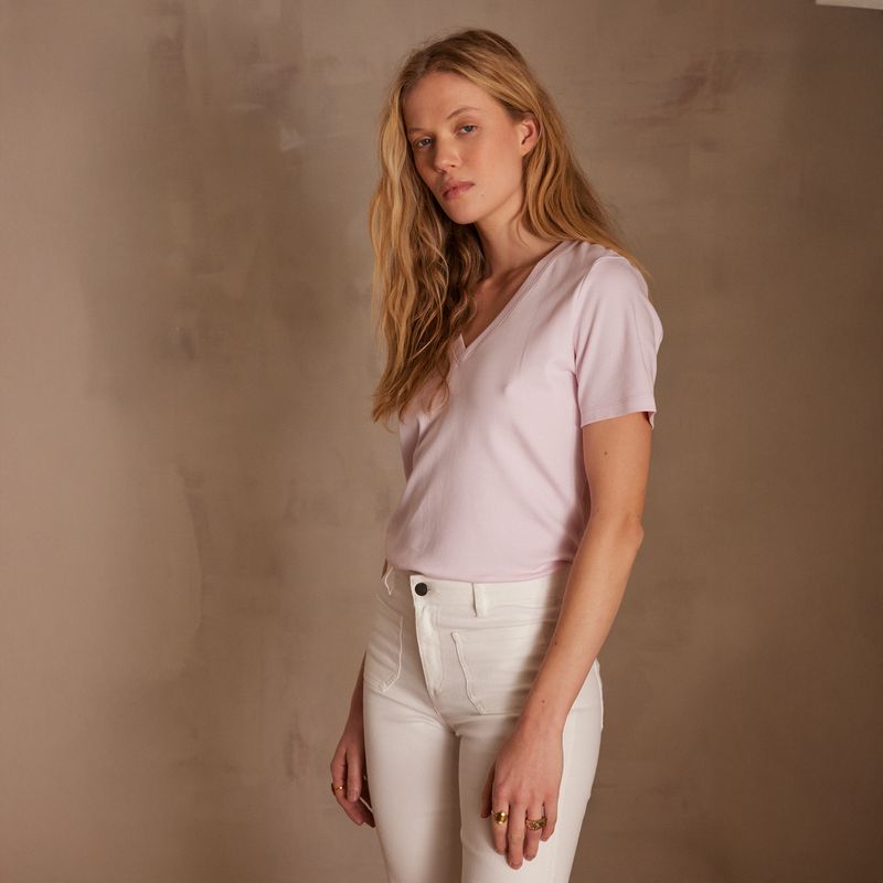 MAISON 123 - Polera Manga Corta 100% Algodón Mujer Maison 123