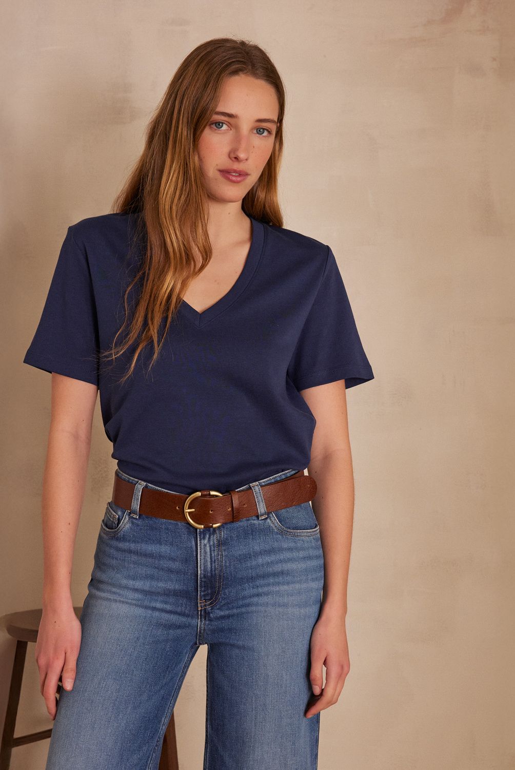 MAISON 123 - Polera Manga Corta 100% Algodón Mujer Maison 123