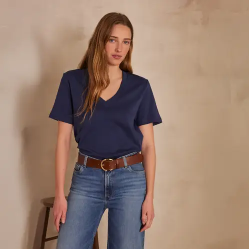 MAISON 123 - Polera Manga Corta 100% Algodón Mujer