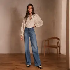 MAISON 123 - Jeans Flare Algodón Mujer