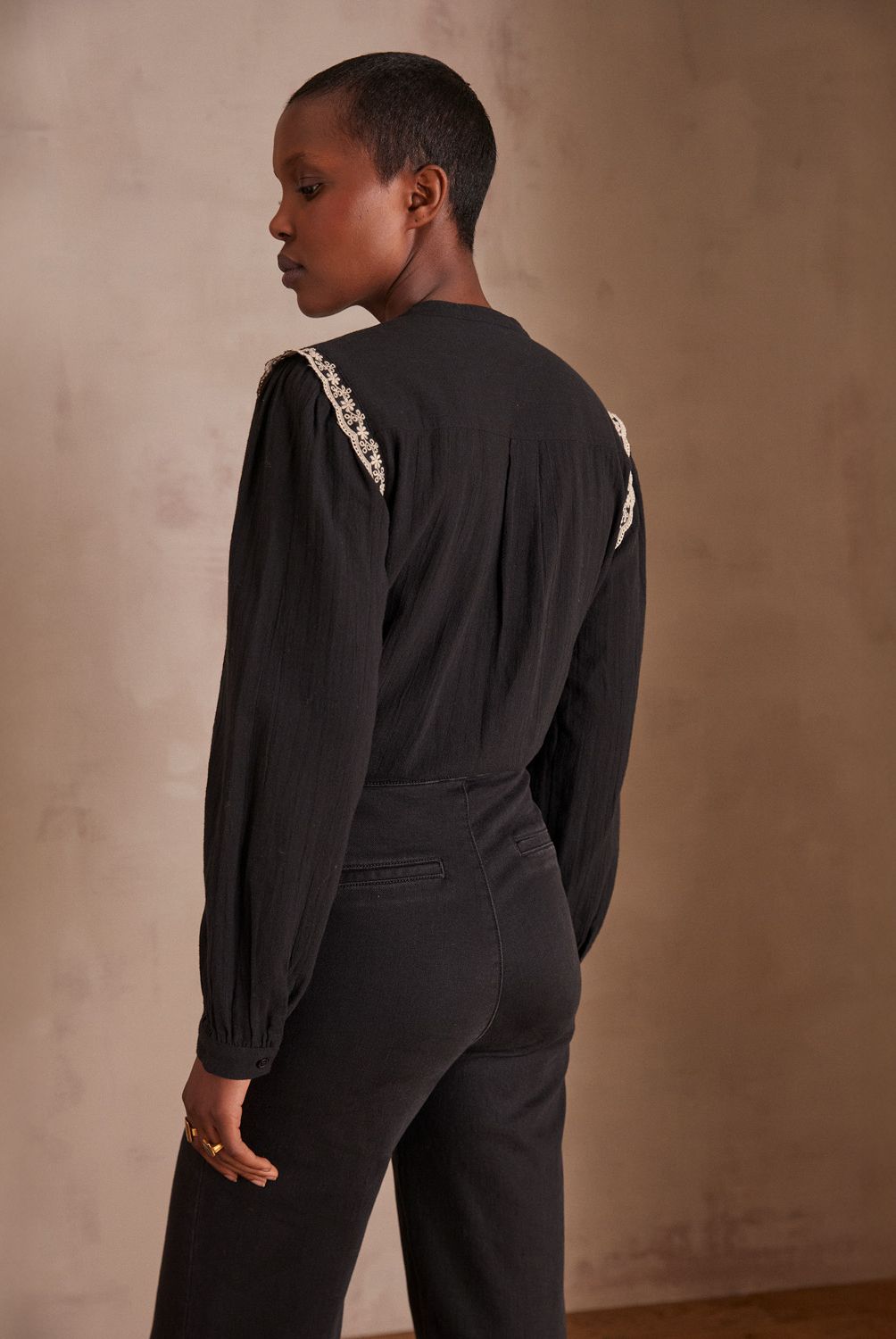 MAISON 123 - Blusa Phoebe Manga Larga Detalles Bordados Mujer Maison 123