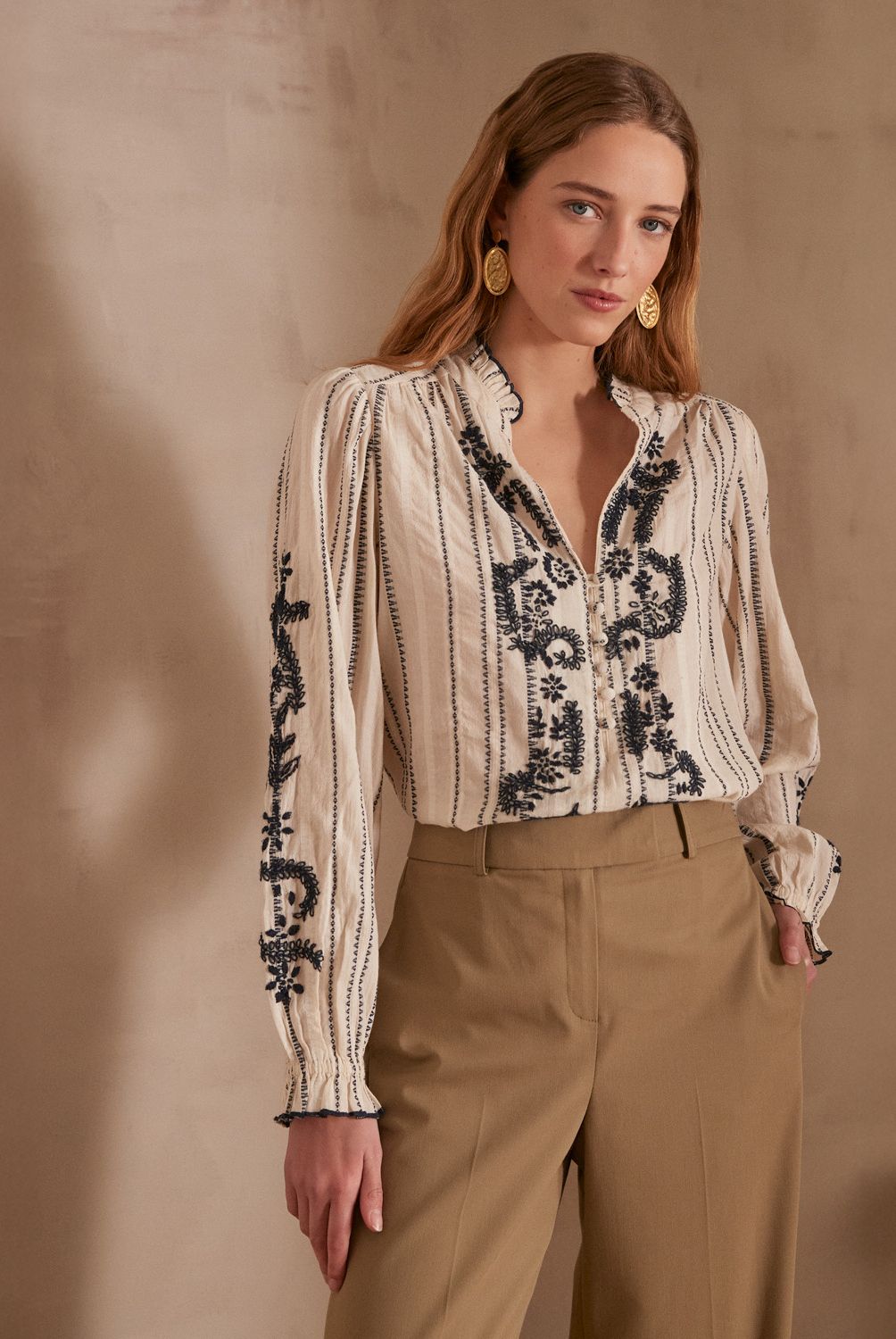 MAISON 123 - Blusa Perrine Manga Larga Algodón Mujer Maison 123