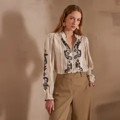 MAISON 123 - Blusa Perrine Manga Larga Algodón Mujer