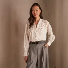 MAISON 123 - Blusa Placide Manga Larga Detalle Bordados Mujer