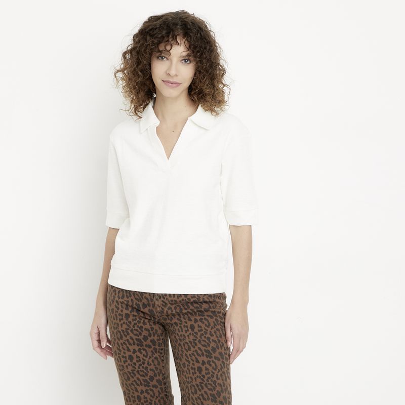MAISON 123 - Polera Aldo Manga Corta Cuello Polo Algodón Mujer Maison 123