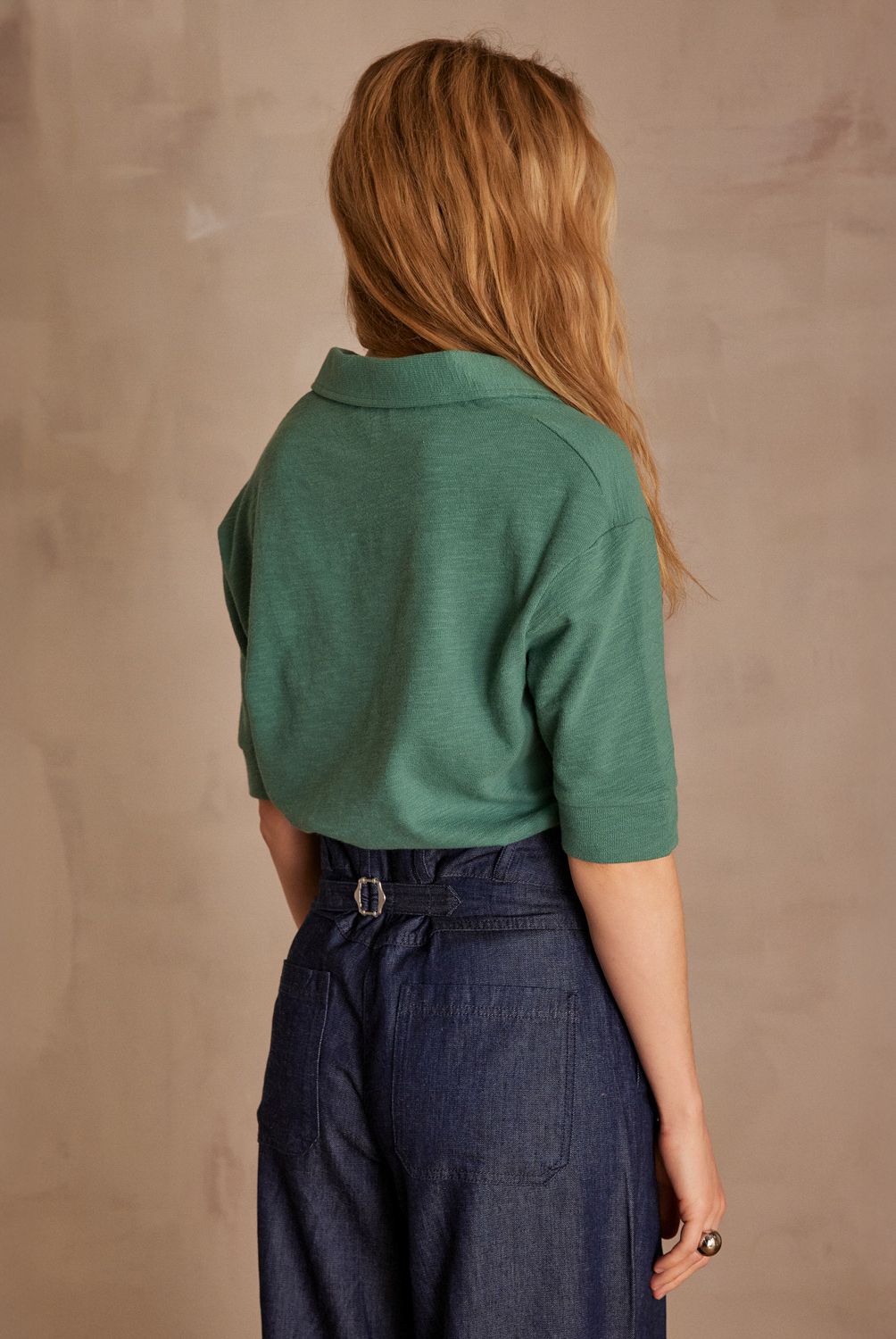 MAISON 123 - Polera Aldo Manga Corta Cuello Polo Algodón Mujer Maison 123
