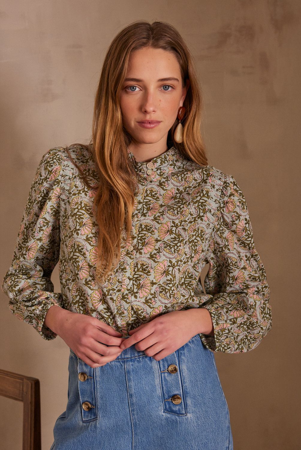 MAISON 123 - Blusa Promesse Estampada Algodón Mujer Maison 123