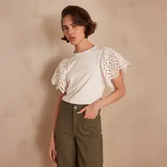 MAISON 123 - Polera Alena Manga Corta Algodón Mujer