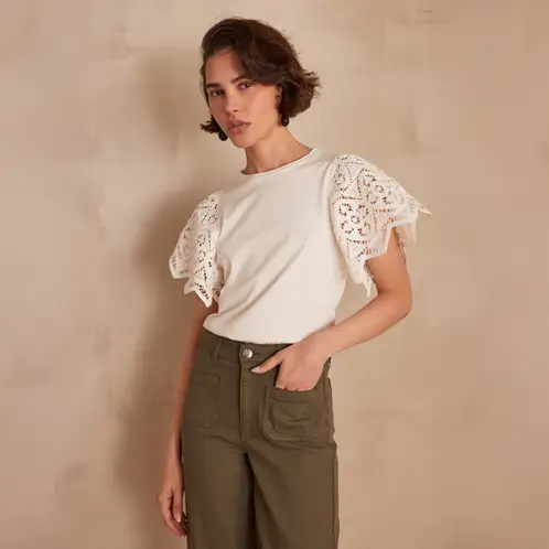 MAISON 123 - Polera Alena Manga Corta Algodón Mujer