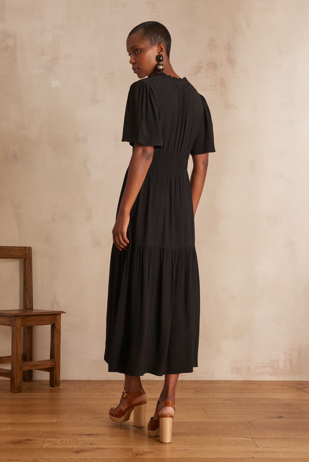 MAISON 123 - Vestido Lana Largo Manga Corta Mujer Maison 123
